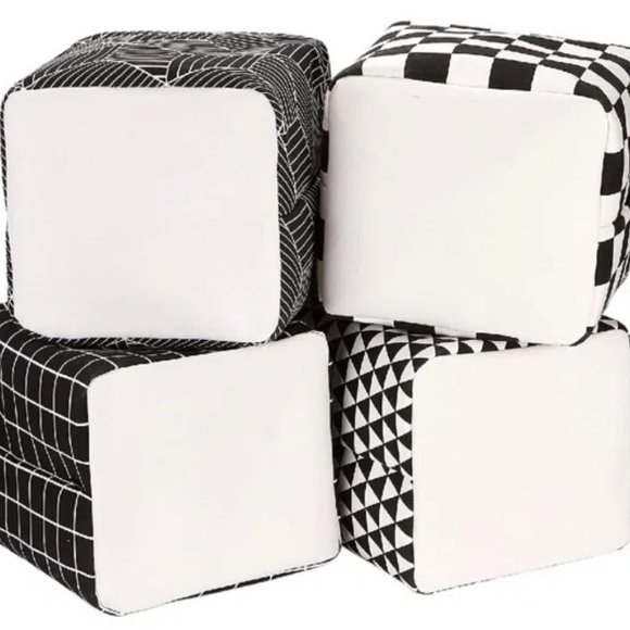 NWT Sea Team Foldable Large Square Black/White Geometric Fabric Storage Bins Set - Picture 3 of 9